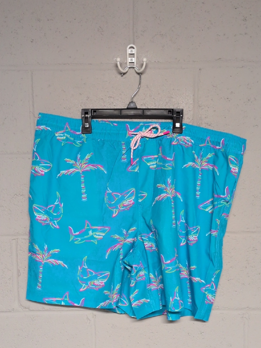 Men's Resort Swim Trunk, Turquoise Shark Print XXL, NWT - Picture 2 of 4